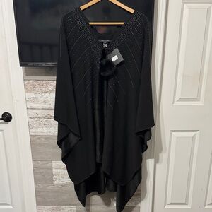 Marc New York Black Poncho with Rhinestone Accents